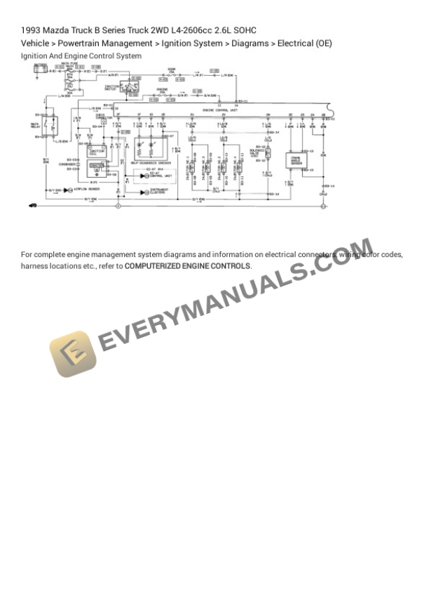 Mazda Truck B Series Truck 2WD 1993 Electrical Diagrams L4-2606cc 2.6L SOHC 7 Mazda Truck B Series Truck 2WD 1993 Electrical Diagrams L4-2606cc 2.6L SOHC - Image 5