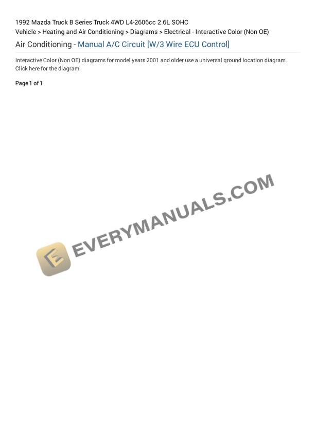 Mazda Truck B Series Truck 4WD 1992 Electrical Diagrams L4-2606cc 2.6L SOHC