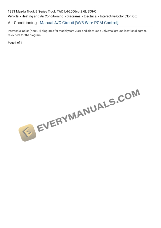 Mazda Truck B Series Truck 4WD 1993 Electrical Diagrams L4-2606cc 2.6L SOHC