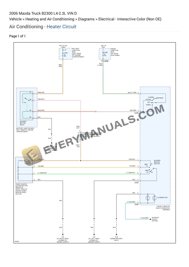 mazda truck b2300 2006 electrical diagrams l4 23l vin d 1