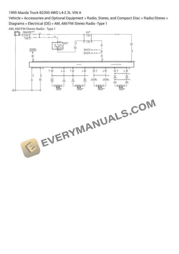 Mazda Truck B2300 4WD 1995 Electrical Diagrams L4-2.3L VIN A 6 Mazda Truck B2300 4WD 1995 Electrical Diagrams L4-2.3L VIN A - Image 4