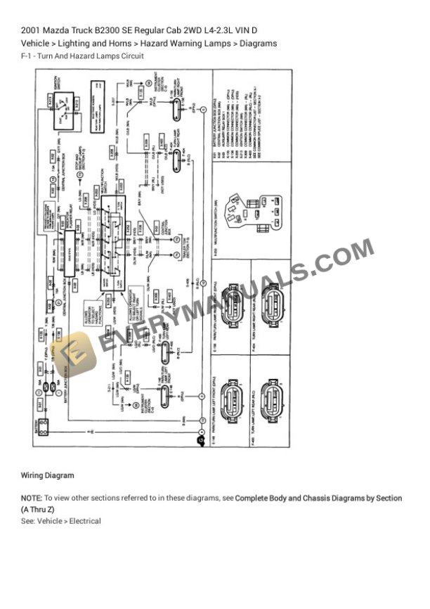 Mazda Truck B2300 SE Regular Cab 2WD 2001 Electrical Diagrams L4-2.3L VIN D 6 Mazda Truck B2300 SE Regular Cab 2WD 2001 Electrical Diagrams L4-2.3L VIN D - Image 4