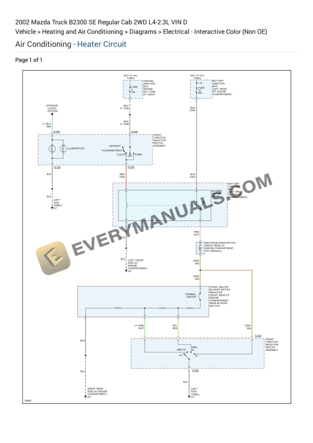 mazda truck b2300 se regular cab 2wd 2002 electrical diagrams l4 23l vin d 1