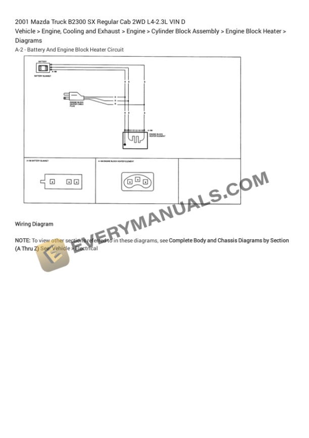 Mazda Truck B2300 SX Regular Cab 2WD 2001 Electrical Diagrams L4-2.3L VIN D 5 Mazda Truck B2300 SX Regular Cab 2WD 2001 Electrical Diagrams L4-2.3L VIN D - Image 3