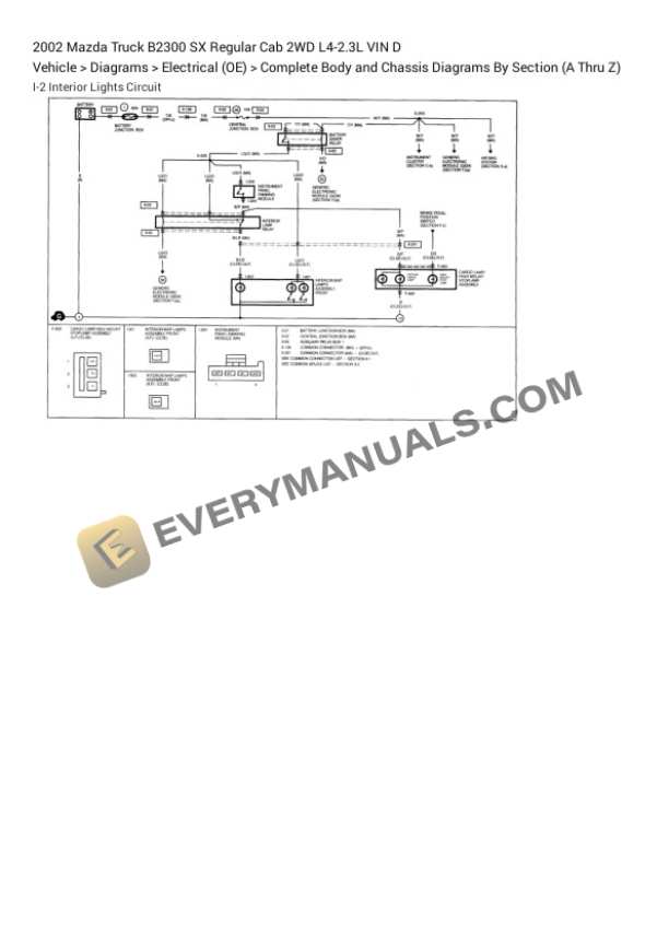 Mazda Truck B2300 SX Regular Cab 2WD 2002 Electrical Diagrams L4-2.3L VIN D 6 Mazda Truck B2300 SX Regular Cab 2WD 2002 Electrical Diagrams L4-2.3L VIN D - Image 4