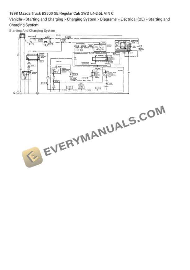 Mazda Truck B2500 SE Regular Cab 2WD 1998 Electrical Diagrams L4-2.5L VIN C 4 Mazda Truck B2500 SE Regular Cab 2WD 1998 Electrical Diagrams L4-2.5L VIN C - Image 2