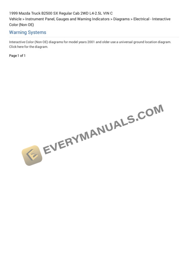 Mazda Truck B2500 SX Regular Cab 2WD 1999 Electrical Diagrams L4-2.5L VIN C 4 Mazda Truck B2500 SX Regular Cab 2WD 1999 Electrical Diagrams L4-2.5L VIN C - Image 2