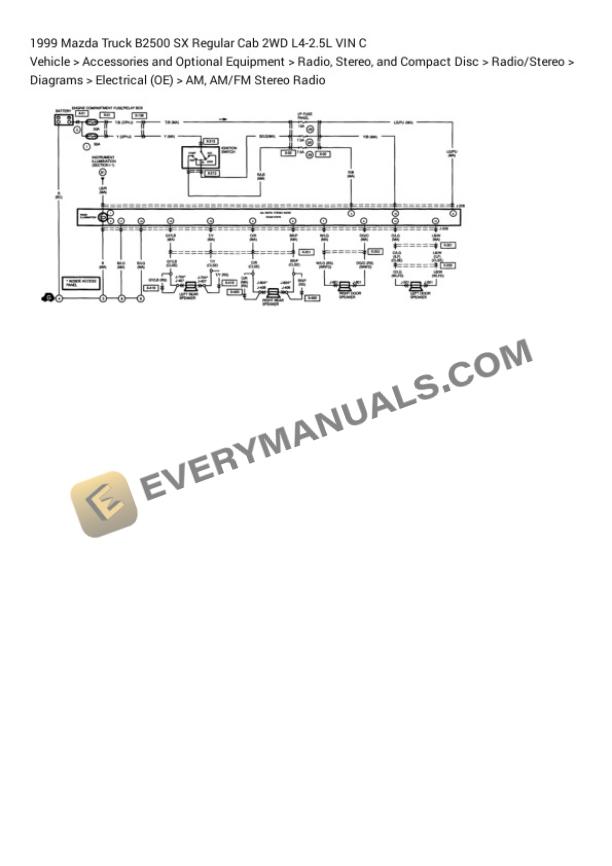 Mazda Truck B2500 SX Regular Cab 2WD 1999 Electrical Diagrams L4-2.5L VIN C 7 Mazda Truck B2500 SX Regular Cab 2WD 1999 Electrical Diagrams L4-2.5L VIN C - Image 5