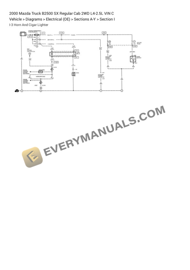 Mazda Truck B2500 SX Regular Cab 2WD 2000 Electrical Diagrams L4-2.5L VIN C 5 Mazda Truck B2500 SX Regular Cab 2WD 2000 Electrical Diagrams L4-2.5L VIN C - Image 3