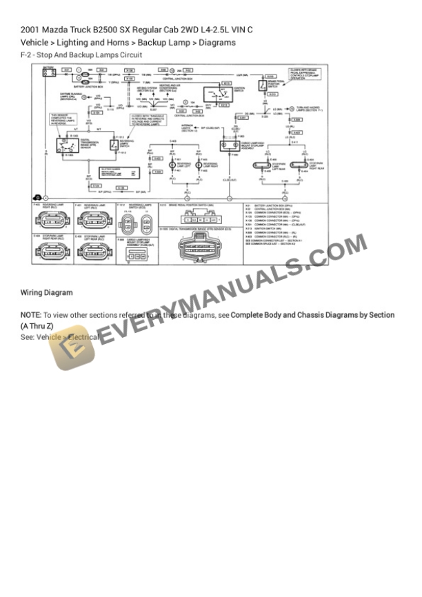 Mazda Truck B2500 SX Regular Cab 2WD 2001 Electrical Diagrams L4-2.5L VIN C 4 Mazda Truck B2500 SX Regular Cab 2WD 2001 Electrical Diagrams L4-2.5L VIN C - Image 2