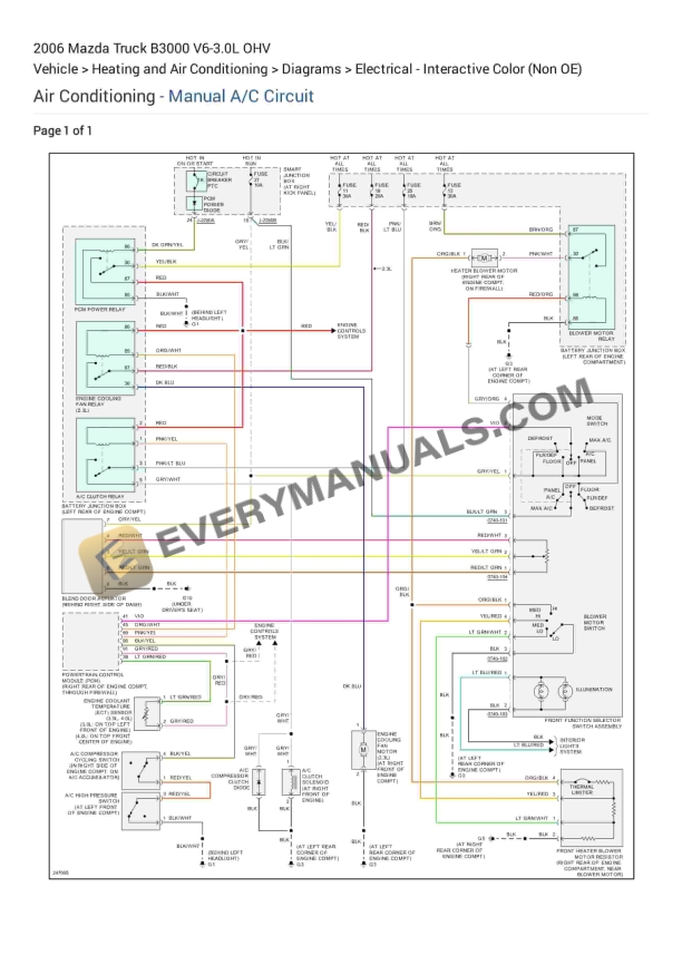 Mazda Truck B3000 2006 Electrical Diagrams V6-3.0L OHV