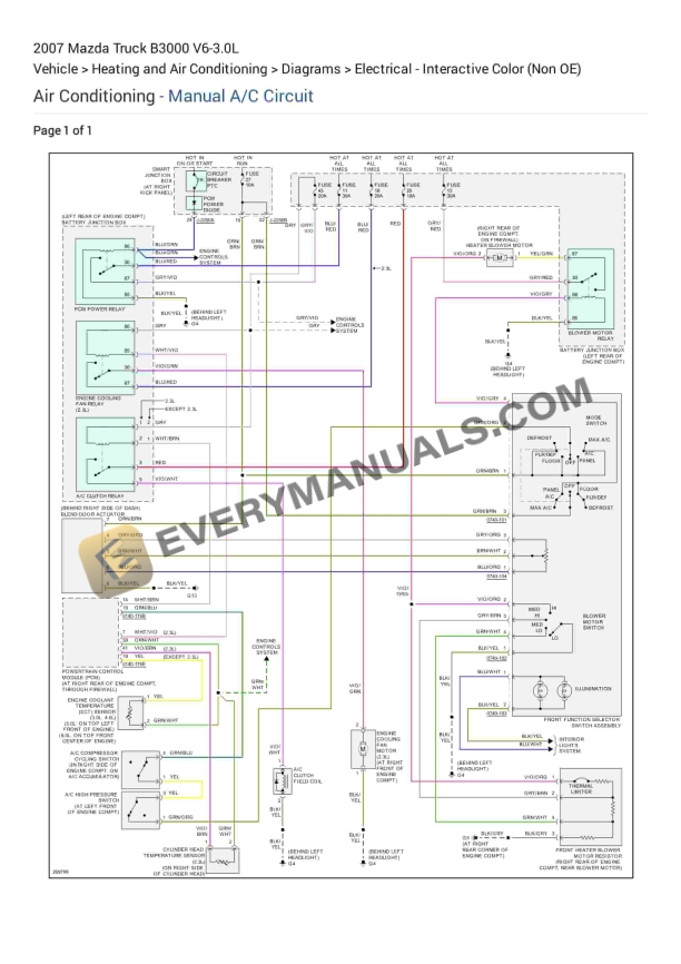 mazda truck b3000 2007 electrical diagrams v6 30l 1