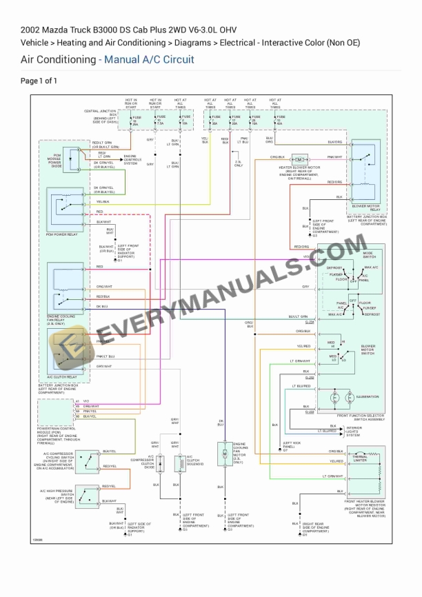 Mazda Truck B3000 DS Cab Plus 2WD 2002 Electrical Diagrams V6-3.0L OHV 1 mazda truck b3000 ds cab plus 2wd 2002 electrical diagrams v6 30l ohv 1