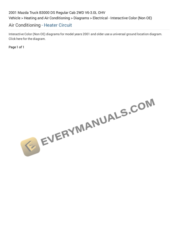 Mazda Truck B3000 DS Regular Cab 2WD 2001 Electrical Diagrams V6-3.0L OHV 2 mazda truck b3000 ds regular cab 2wd 2001 electrical diagrams v6 30l ohv 1