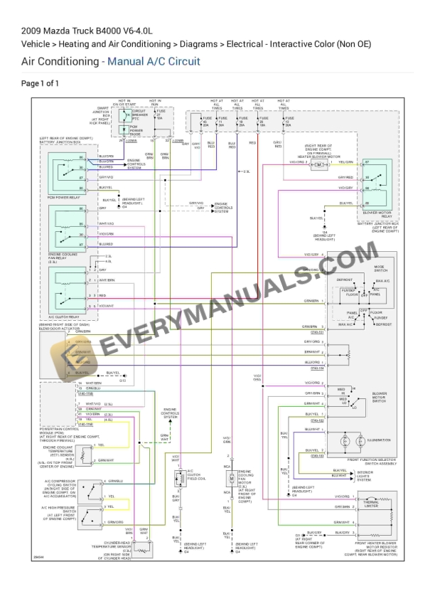 mazda truck b4000 2009 electrical diagrams v6 40l 1