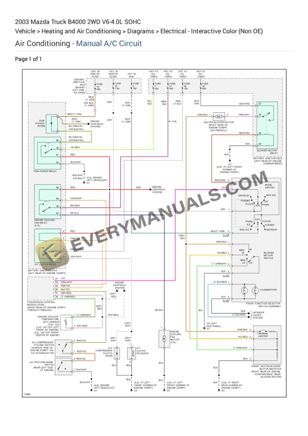 Mazda Truck B4000 2WD 2003 Electrical Diagrams V6-4.0L SOHC