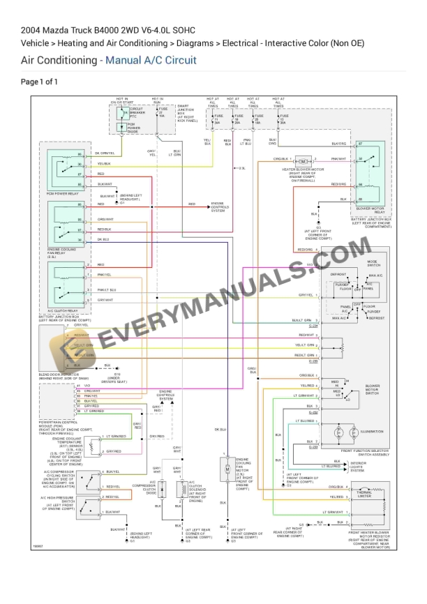mazda truck b4000 2wd 2004 electrical diagrams v6 40l sohc 1