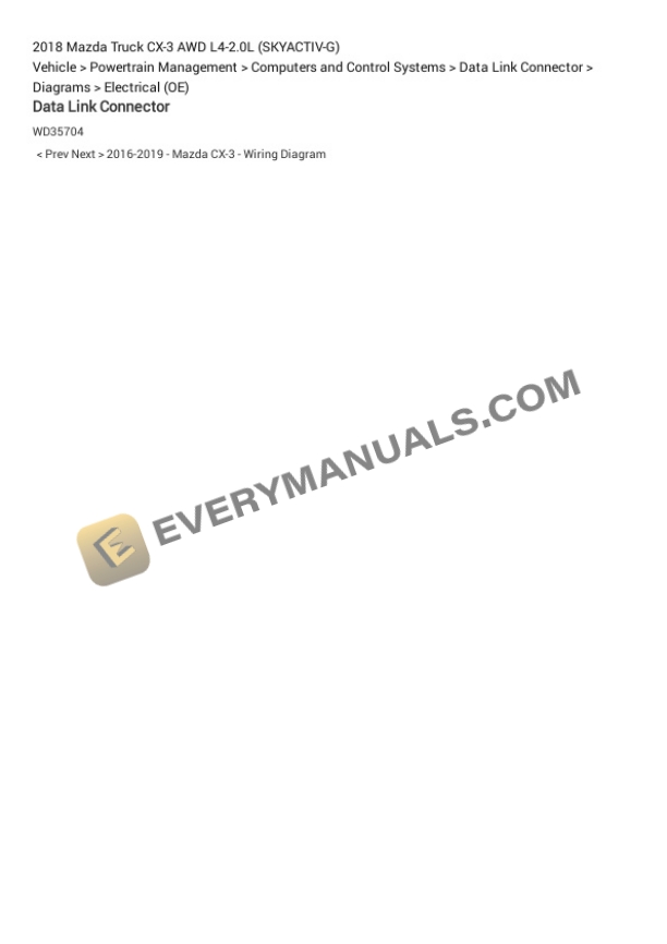 Mazda Truck CX-3 AWD 2018 Electrical Diagrams L4-2.0L (SKYACTIV-G) 4 Mazda Truck CX-3 AWD 2018 Electrical Diagrams L4-2.0L (SKYACTIV-G) - Image 2