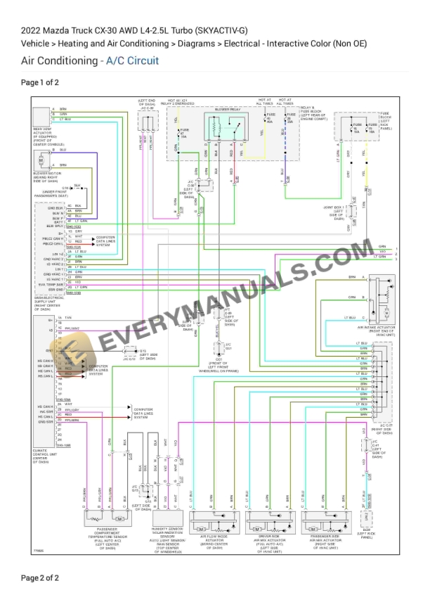 Mazda Truck CX-30 AWD 2022 Electrical Diagrams L4-2.5L Turbo (SKYACTIV-G)
