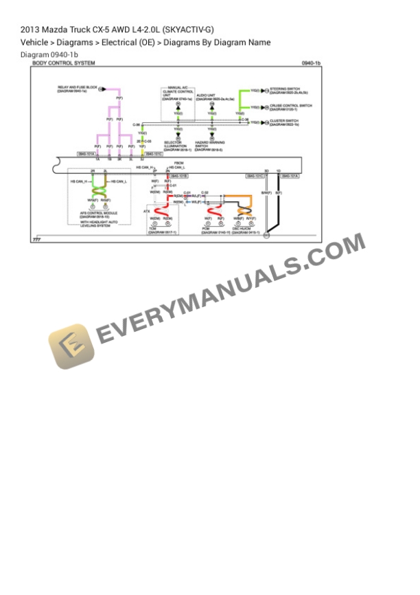 Mazda Truck CX-5 AWD 2013 Electrical Diagrams L4-2.0L (SKYACTIV-G) 5 Mazda Truck CX-5 AWD 2013 Electrical Diagrams L4-2.0L (SKYACTIV-G) - Image 3