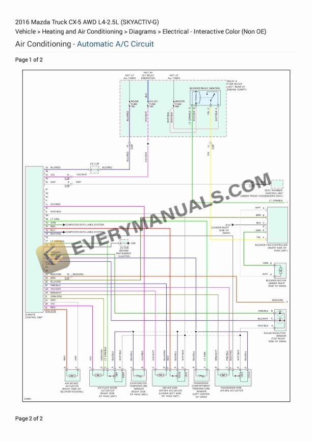 Mazda Truck CX-5 AWD 2016 Electrical Diagrams L4-2.5L (SKYACTIV-G)