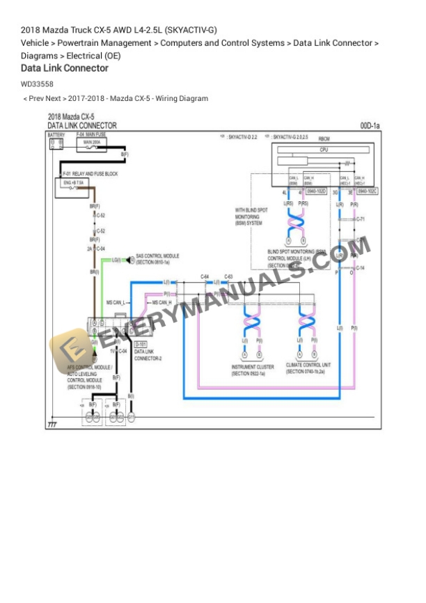 Mazda Truck CX-5 AWD 2018 Electrical Diagrams L4-2.5L (SKYACTIV-G) 4 Mazda Truck CX-5 AWD 2018 Electrical Diagrams L4-2.5L (SKYACTIV-G) - Image 2