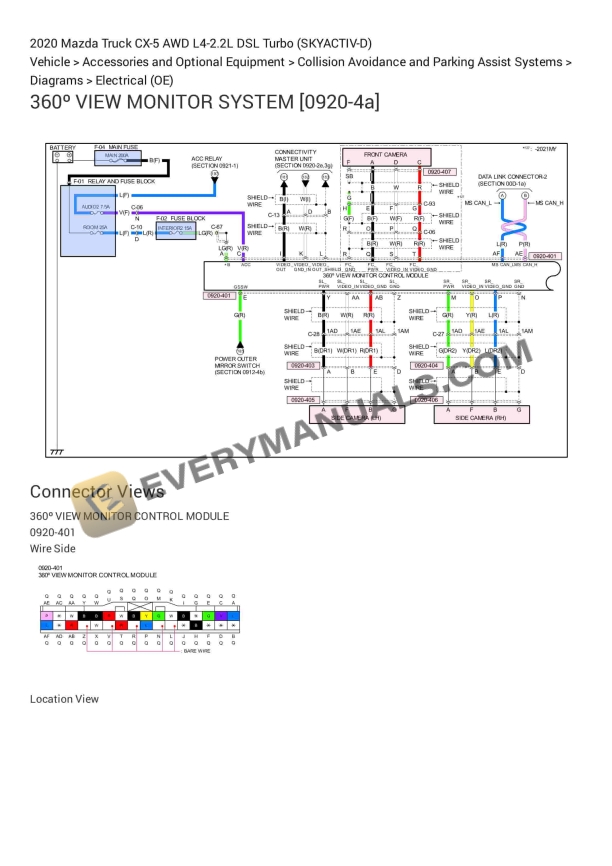 Mazda Truck CX-5 AWD 2020 Electrical Diagrams L4-2.2L DSL Turbo (SKYACTIV-D)