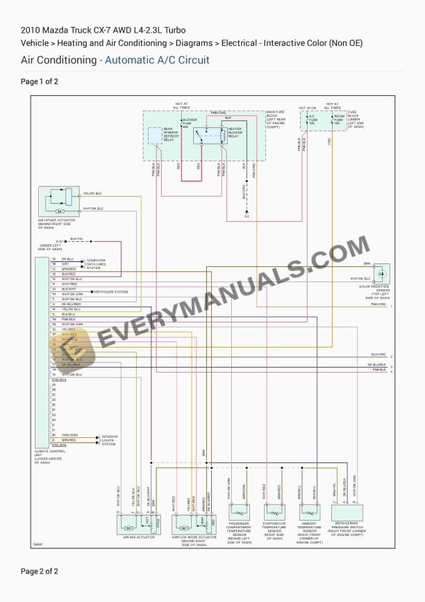 Mazda Truck CX-7 AWD 2010 Electrical Diagrams L4-2.3L Turbo 3 Mazda Truck CX-7 AWD 2010 Electrical Diagrams L4-2.3L Turbo