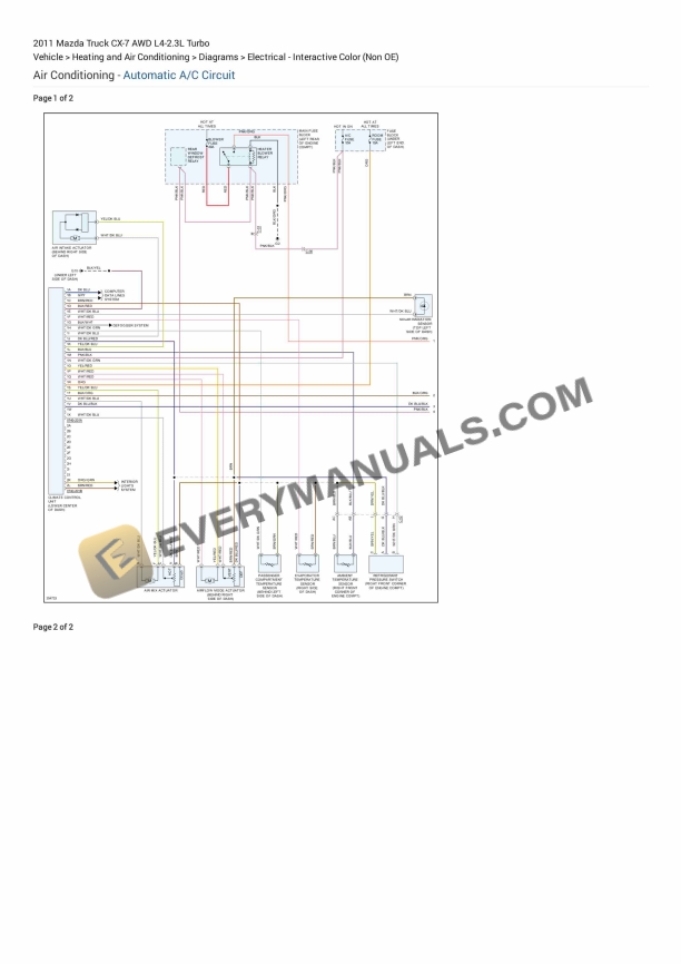 mazda truck cx 7 awd 2011 electrical diagrams l4 23l turbo 1