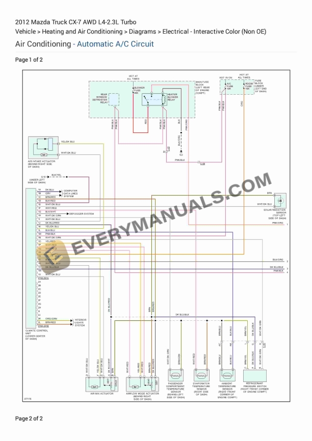 Mazda Truck CX-7 AWD 2012 Electrical Diagrams L4-2.3L Turbo