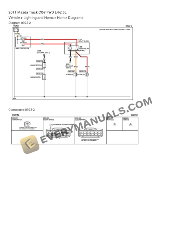 Mazda Truck CX-7 FWD 2011 Electrical Diagrams L4-2.5L 7 Mazda Truck CX-7 FWD 2011 Electrical Diagrams L4-2.5L - Image 5