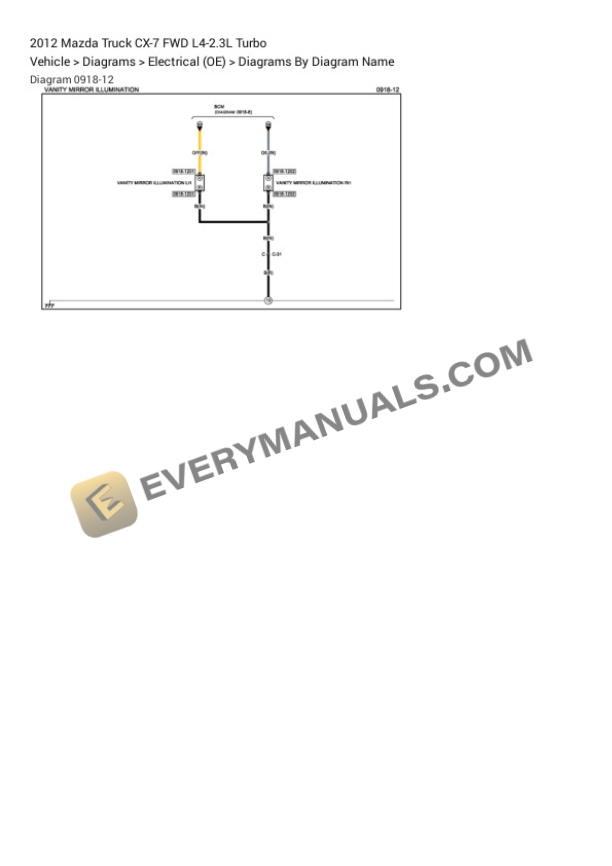 Mazda Truck CX-7 FWD 2012 Electrical Diagrams L4-2.3L Turbo 4 Mazda Truck CX-7 FWD 2012 Electrical Diagrams L4-2.3L Turbo - Image 2