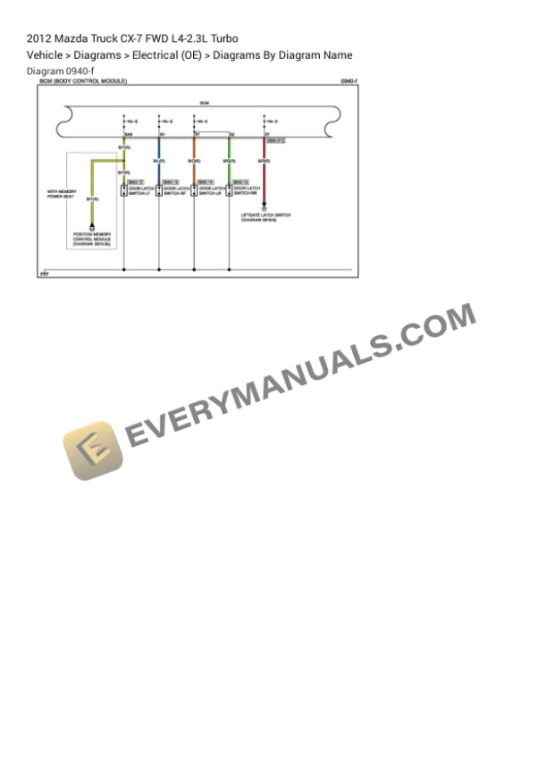Mazda Truck CX-7 FWD 2012 Electrical Diagrams L4-2.3L Turbo 5 Mazda Truck CX-7 FWD 2012 Electrical Diagrams L4-2.3L Turbo - Image 3