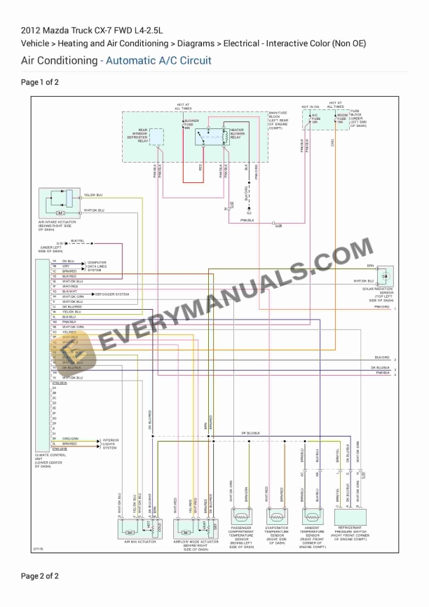 Mazda Truck CX-7 FWD 2012 Electrical Diagrams L4-2.5L