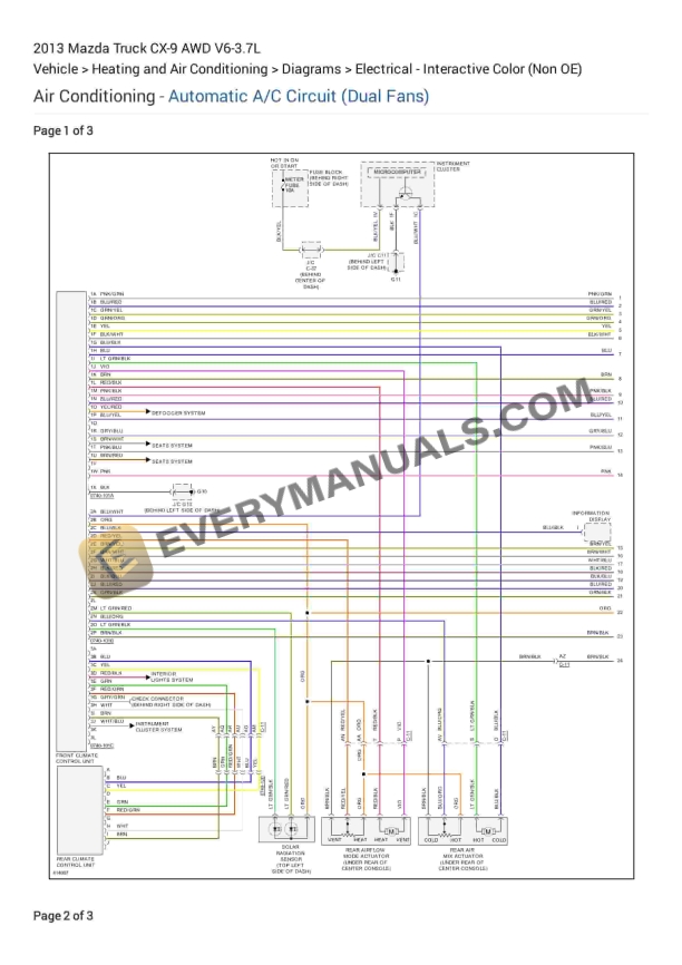 Mazda Truck CX-9 AWD 2013 Electrical Diagrams V6-3.7L