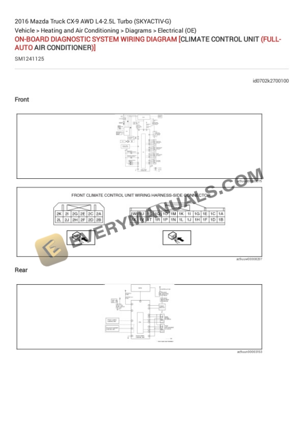 Mazda Truck CX-9 AWD 2016 Electrical Diagrams L4-2.5L Turbo (SKYACTIV-G) 6 Mazda Truck CX-9 AWD 2016 Electrical Diagrams L4-2.5L Turbo (SKYACTIV-G) - Image 4