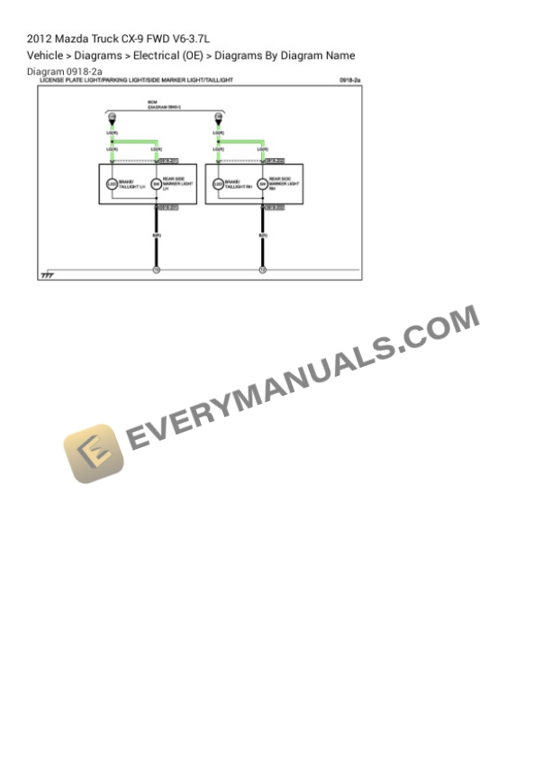 Mazda Truck CX-9 FWD 2012 Electrical Diagrams V6-3.7L 4 Mazda Truck CX-9 FWD 2012 Electrical Diagrams V6-3.7L - Image 2