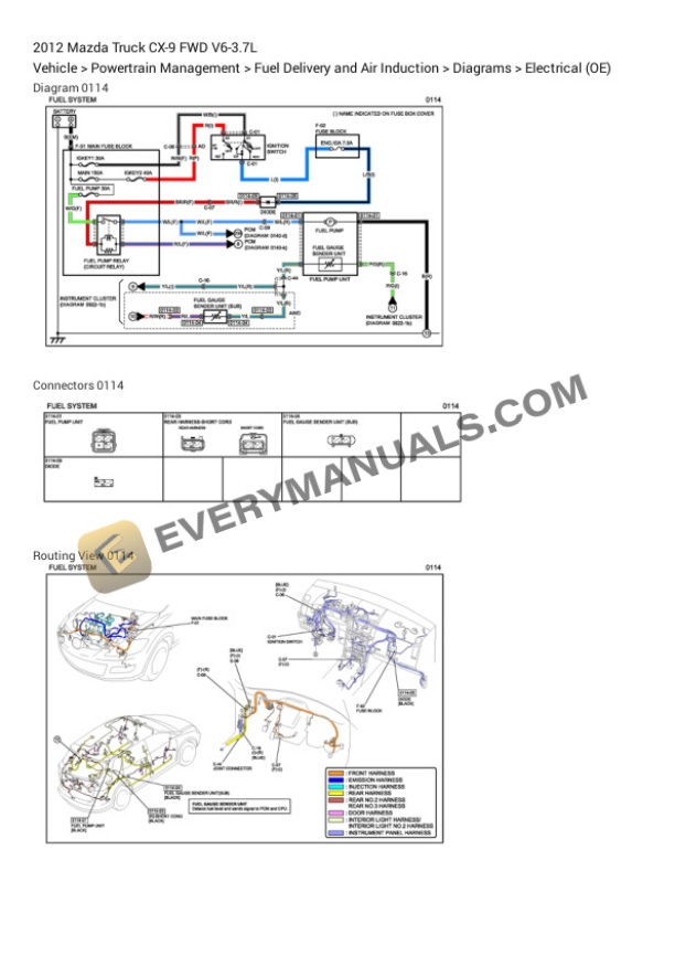 Mazda Truck CX-9 FWD 2012 Electrical Diagrams V6-3.7L 6 Mazda Truck CX-9 FWD 2012 Electrical Diagrams V6-3.7L - Image 4