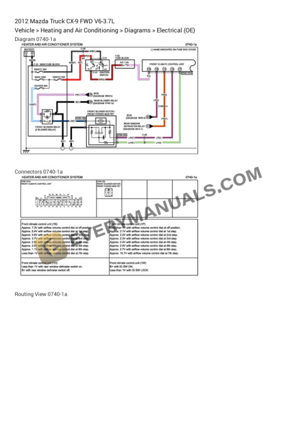 Mazda Truck CX-9 FWD 2012 Electrical Diagrams V6-3.7L 7 Mazda Truck CX-9 FWD 2012 Electrical Diagrams V6-3.7L - Image 5