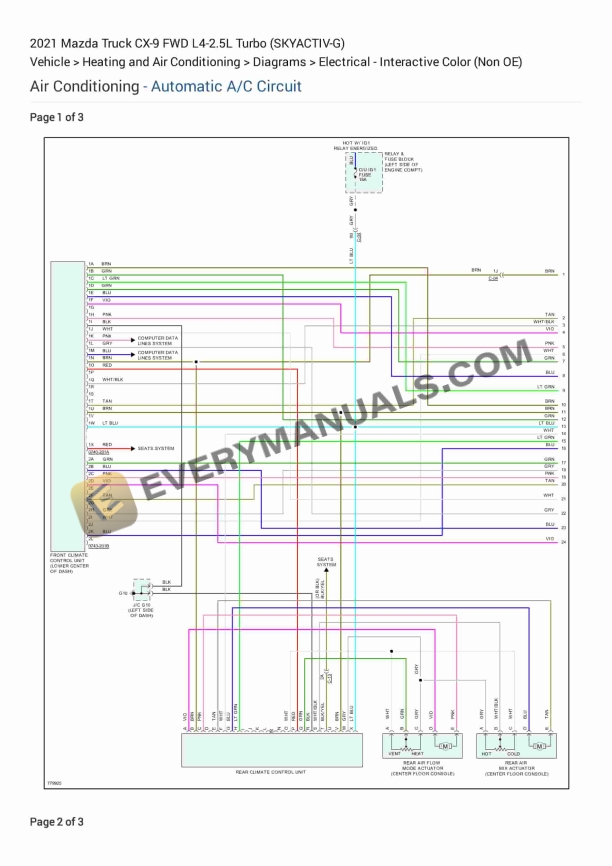 Mazda Truck CX-9 FWD 2021 Electrical Diagrams L4-2.5L Turbo (SKYACTIV-G)