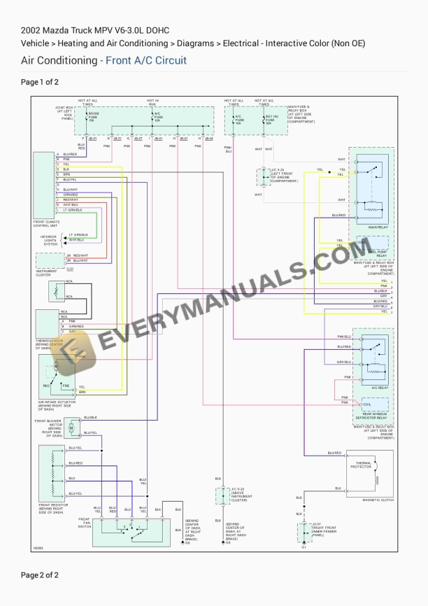 mazda truck mpv 2002 electrical diagrams v6 30l dohc 1
