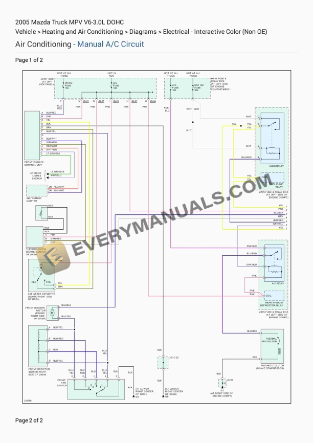 Mazda Truck MPV 2005 Electrical Diagrams V6-3.0L DOHC