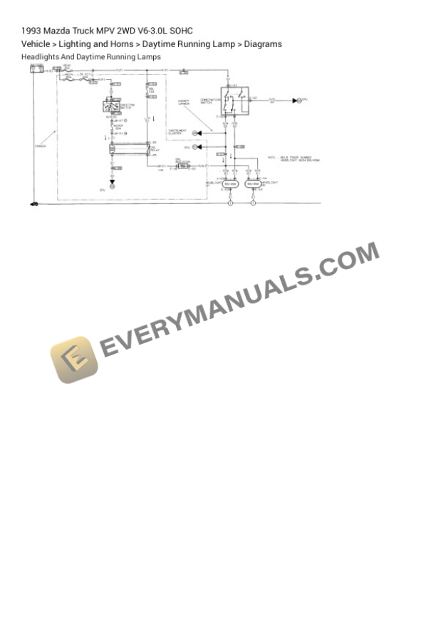 Mazda Truck MPV 2WD 1993 Electrical Diagrams V6-3.0L SOHC 4 Mazda Truck MPV 2WD 1993 Electrical Diagrams V6-3.0L SOHC - Image 2