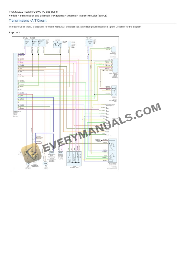 Mazda Truck MPV 2WD 1996 Electrical Diagrams V6-3.0L SOHC 4 Mazda Truck MPV 2WD 1996 Electrical Diagrams V6-3.0L SOHC - Image 2