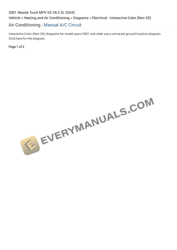 mazda truck mpv es 2001 electrical diagrams v6 25l dohc 1