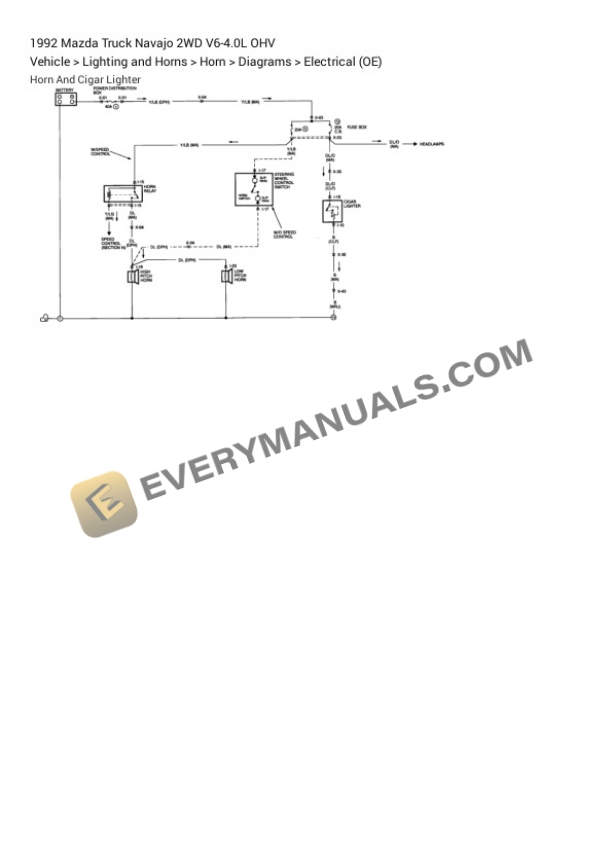 Mazda Truck Navajo 2WD 1992 Electrical Diagrams V6-4.0L OHV 6 Mazda Truck Navajo 2WD 1992 Electrical Diagrams V6-4.0L OHV - Image 4