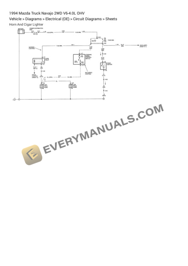 Mazda Truck Navajo 2WD 1994 Electrical Diagrams V6-4.0L OHV 6 Mazda Truck Navajo 2WD 1994 Electrical Diagrams V6-4.0L OHV - Image 4