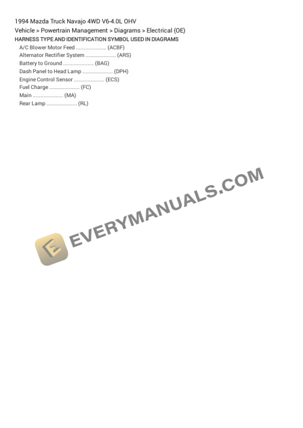 Mazda Truck Navajo 4WD 1994 Electrical Diagrams V6-4.0L OHV 5 Mazda Truck Navajo 4WD 1994 Electrical Diagrams V6-4.0L OHV - Image 3