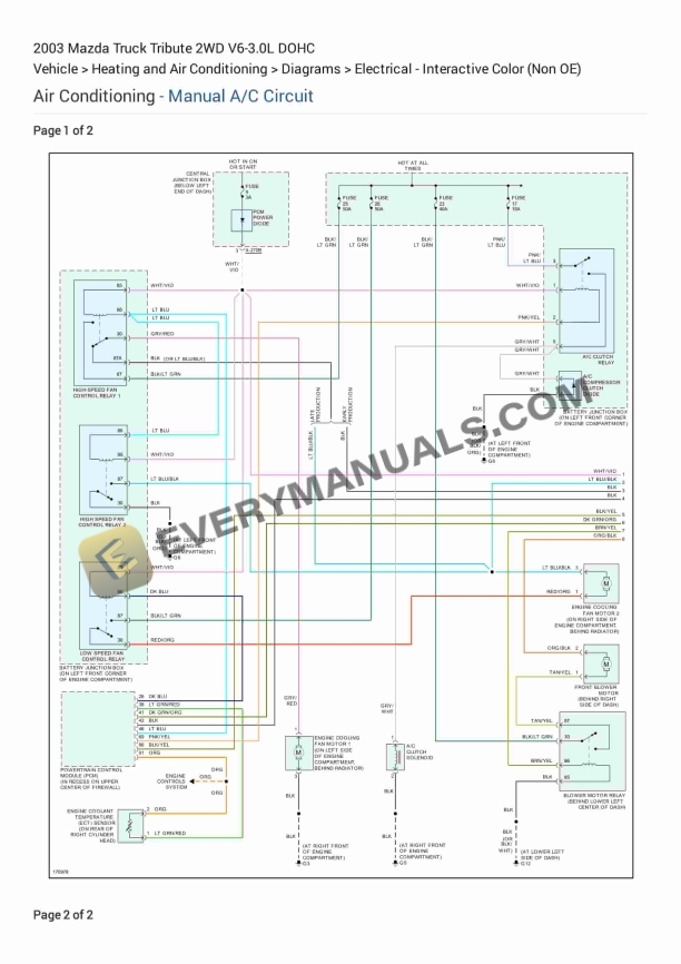 Mazda Truck Tribute 2WD 2003 Electrical Diagrams V6-3.0L DOHC