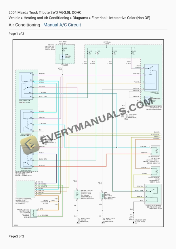 mazda truck tribute 2wd 2004 electrical diagrams v6 30l dohc 1
